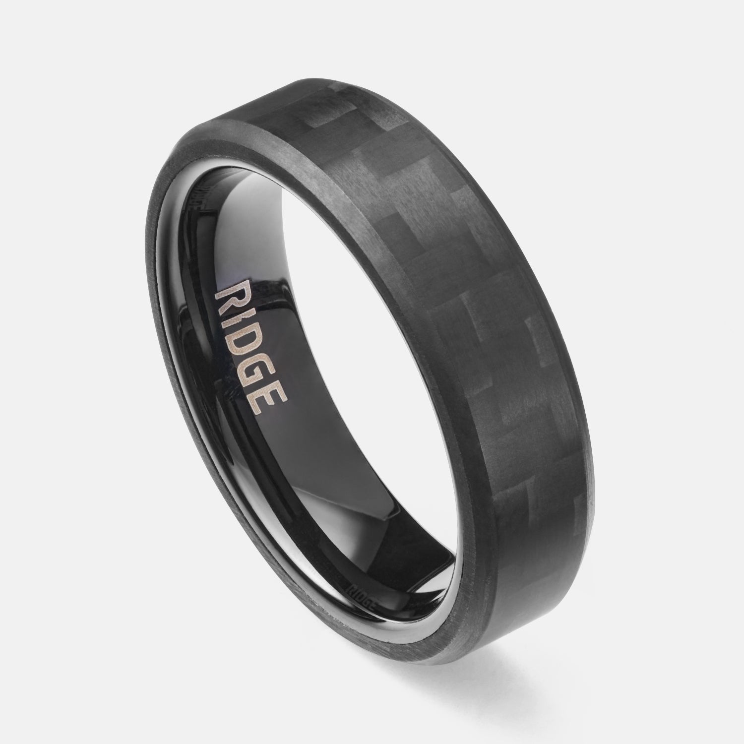 Ridge 6mm Beveled Ring Set - Carbon Fiber 3K