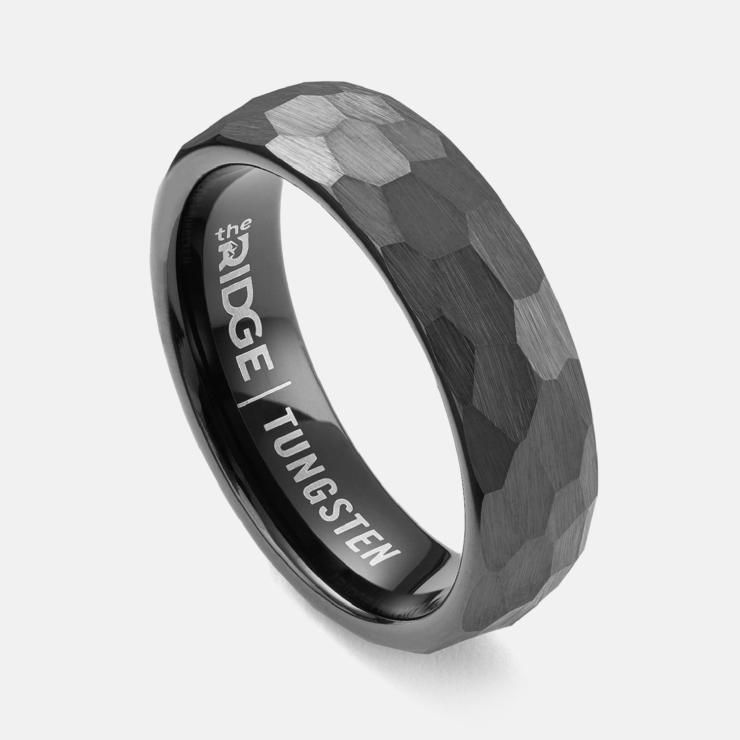 Ridge 6mm Hammered Ring Set - Gunmetal