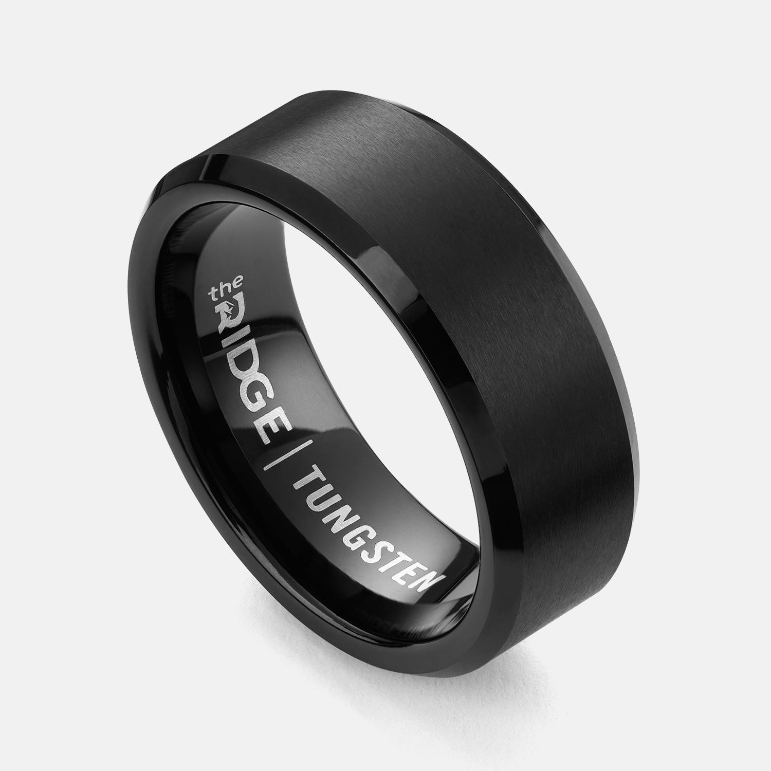 Ridge 8mm Beveled Ring Set - Royal Black