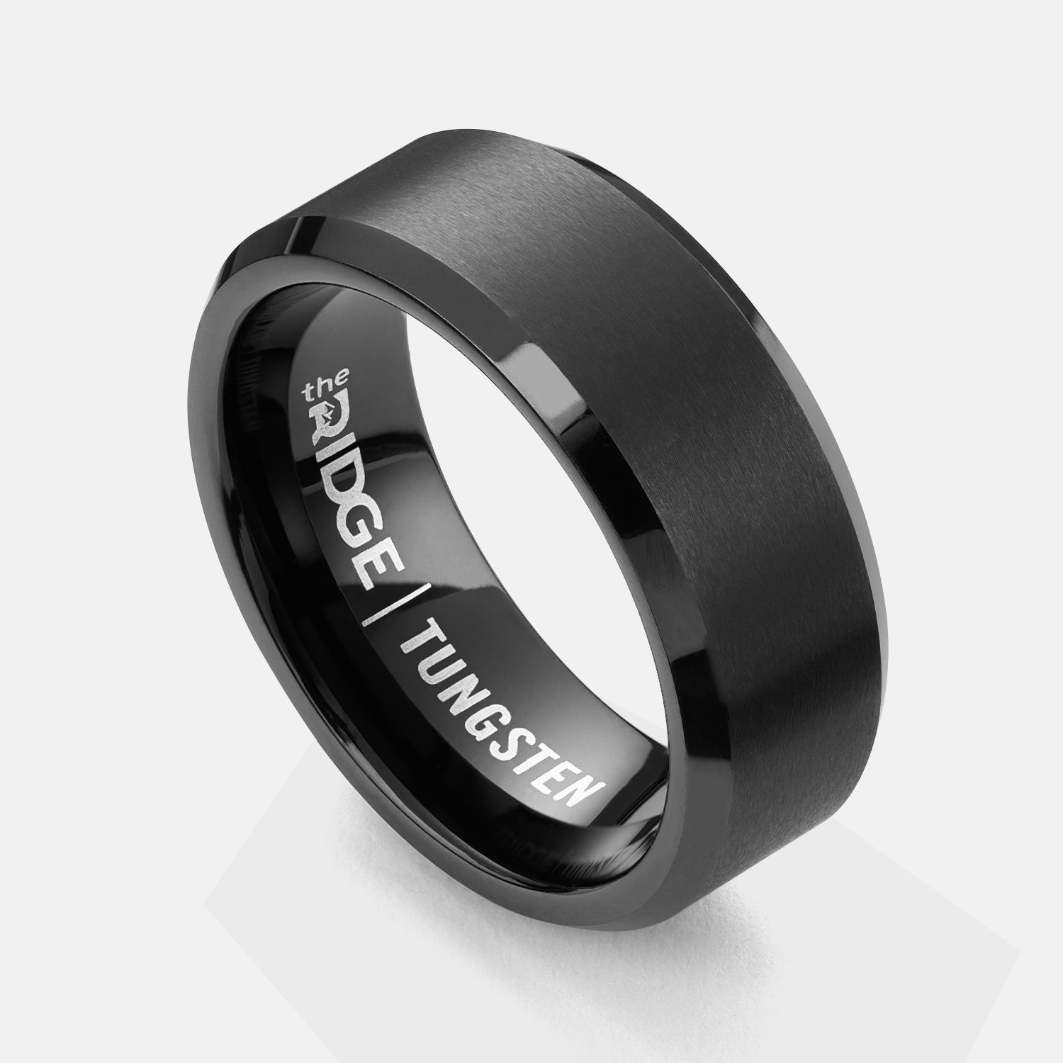 Ridge 8mm Beveled Ring Set - Gunmetal